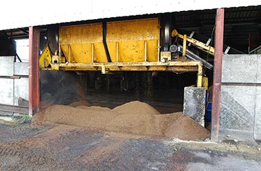 Crushing of grape clusters for seed extraction